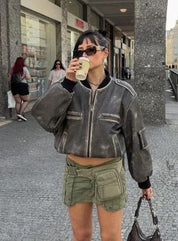 Milan | Gewassen vintage leren damesjas in de kleur Bruin voor dames in Heritage stijl ideaal voor de herfst.
