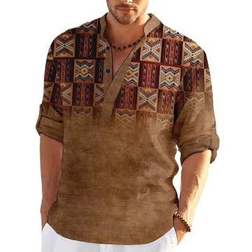 Milander | Heren Poloshirt met 3D Print in de kleur Bruin voor heren in stijl ideaal voor de lente.