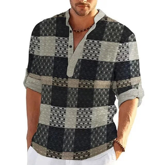 Milander | Heren Poloshirt met 3D Print in de kleur Grijs voor heren in stijl ideaal voor de lente.