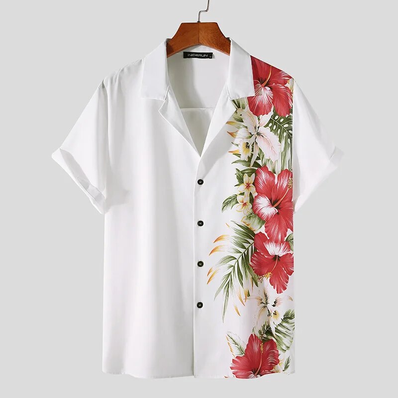 Milanrick | Heren Poloshirt met Bloemenprint in de kleur Rood voor heren in Casual stijl ideaal voor de lente.
