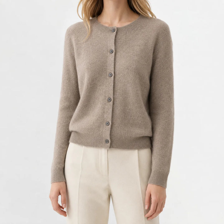 Cardigan met knopen en ribgebreide details