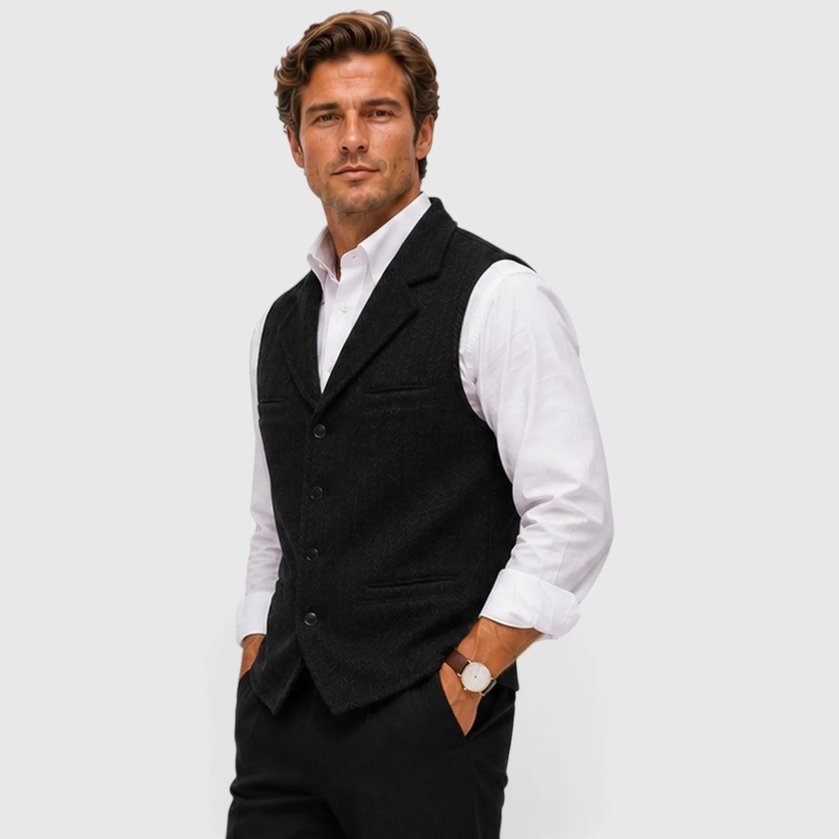 Gilet met herringbone patroon