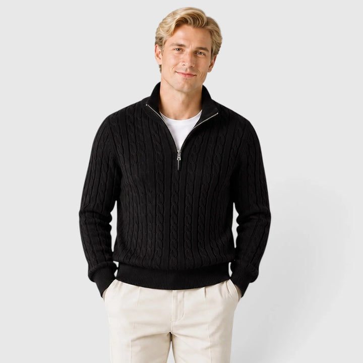 Zip-up trui met kabelpatroon