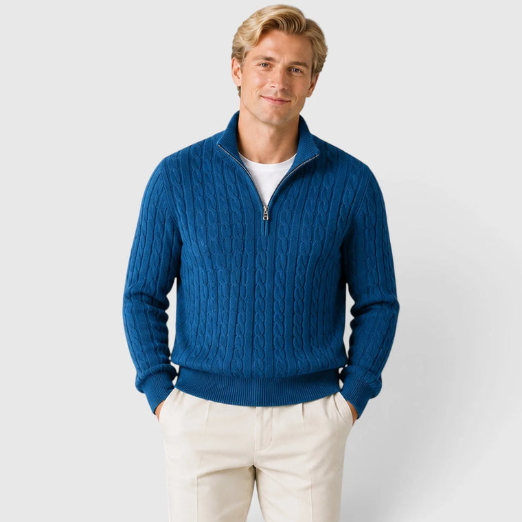 Zip-up trui met kabelpatroon