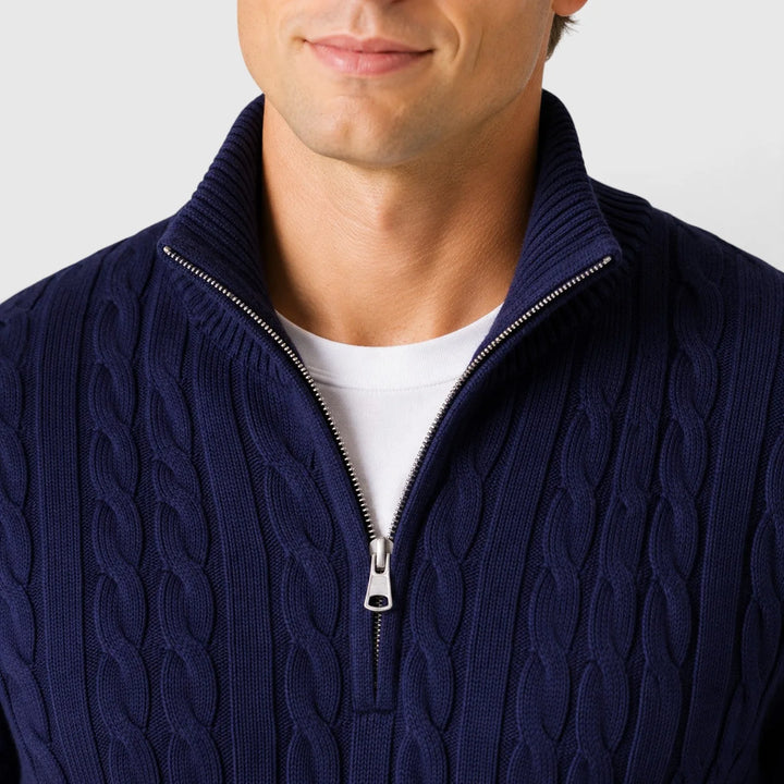 Zip-up trui met kabelpatroon