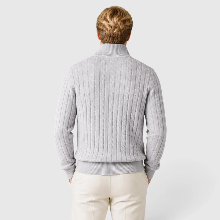 Zip-up trui met kabelpatroon