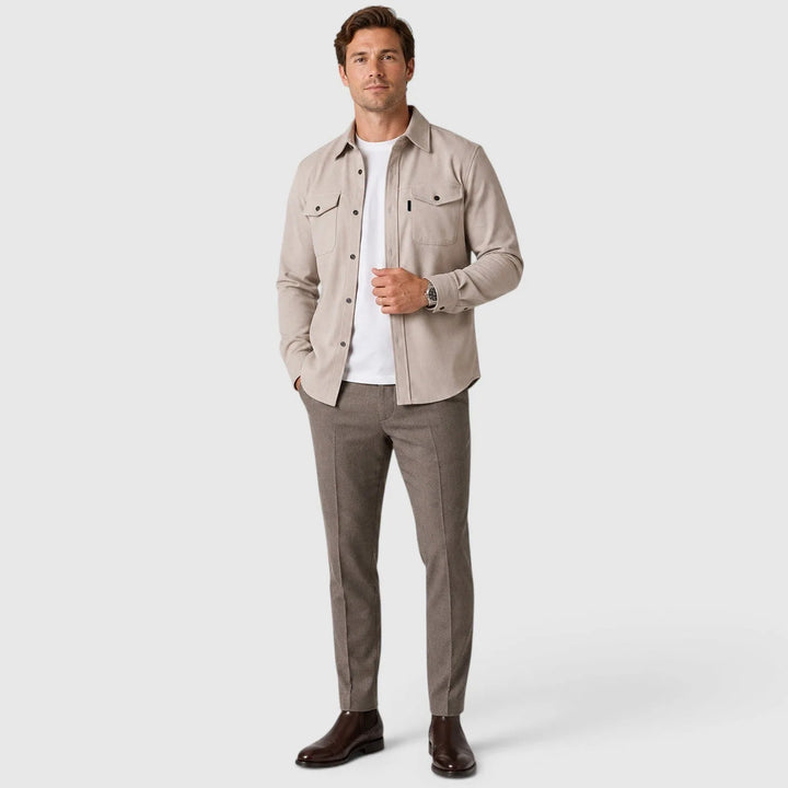 Overshirt slim fit met mandarin collar