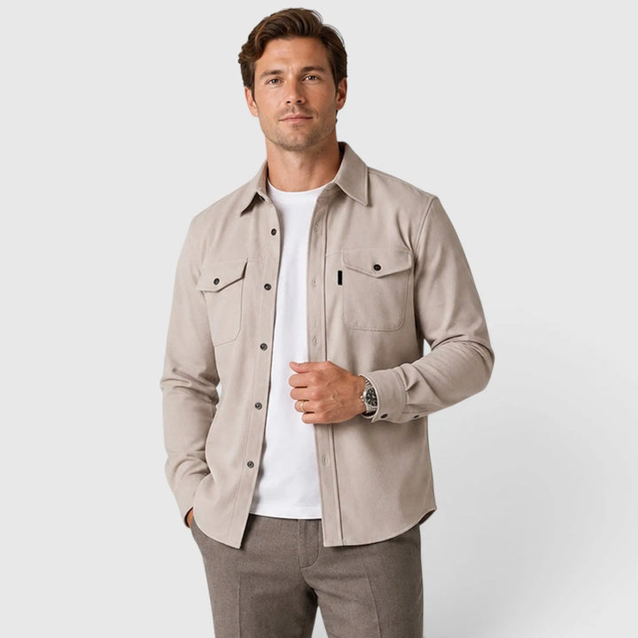 Overshirt slim fit met mandarin collar