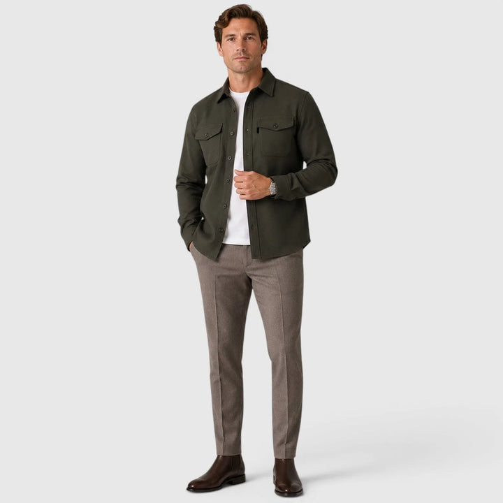 Overshirt slim fit met mandarin collar
