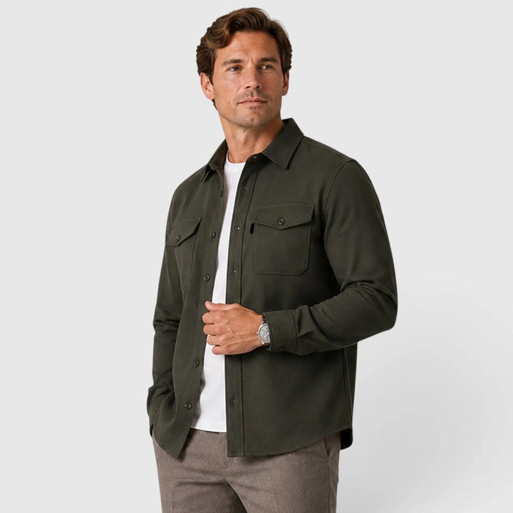 Overshirt slim fit met mandarin collar