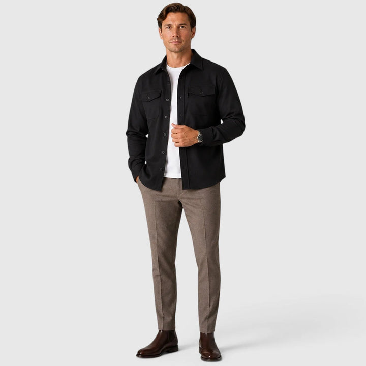 Overshirt slim fit met mandarin collar