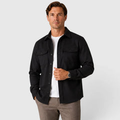Overshirt slim fit met mandarin collar