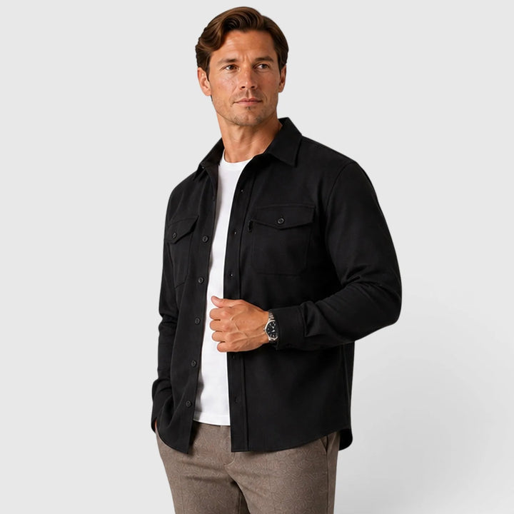Overshirt slim fit met mandarin collar