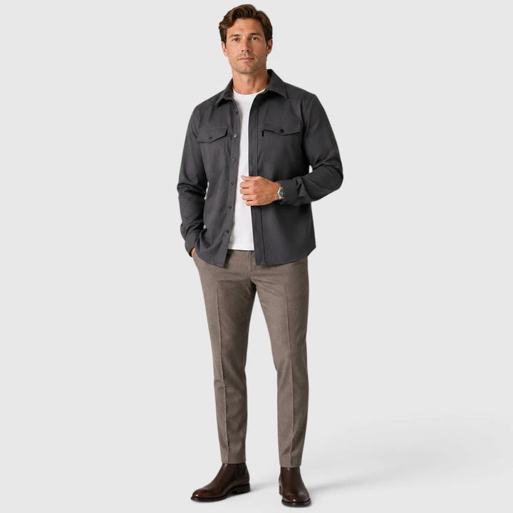 Overshirt slim fit met mandarin collar