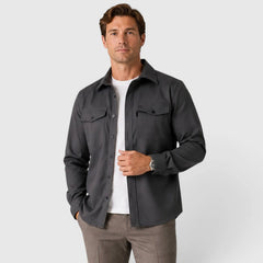 Overshirt slim fit met mandarin collar