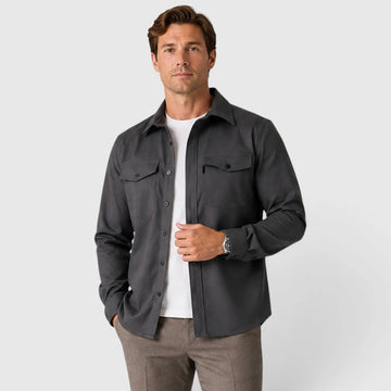 Overshirt slim fit met mandarin collar