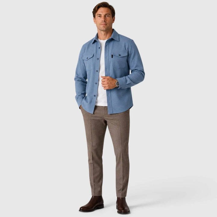 Overshirt slim fit met mandarin collar
