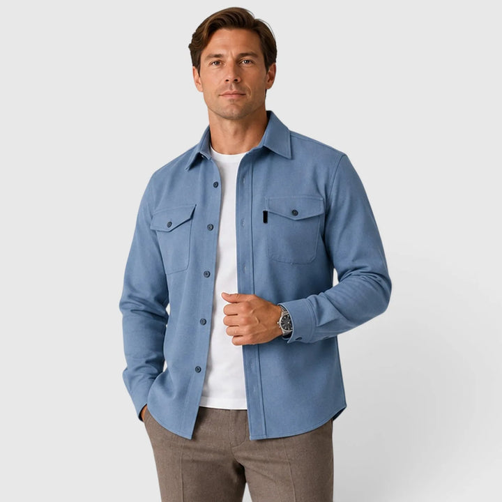 Overshirt slim fit met mandarin collar