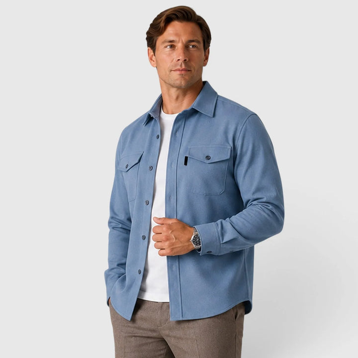 Overshirt slim fit met mandarin collar