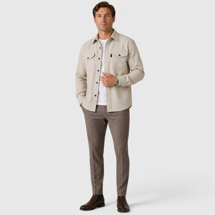 Overshirt slim fit met mandarin collar