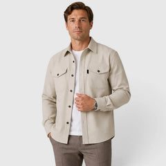 Overshirt slim fit met mandarin collar