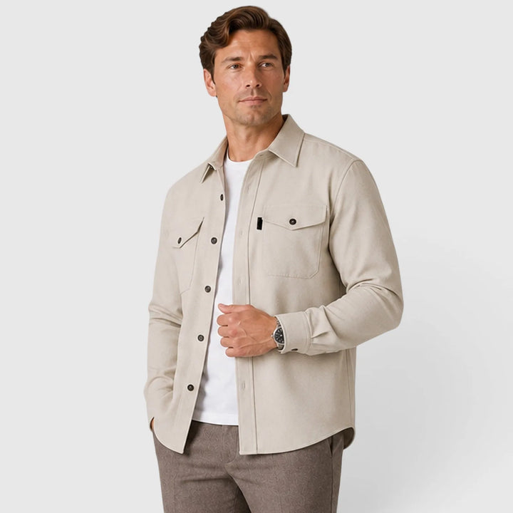 Overshirt slim fit met mandarin collar