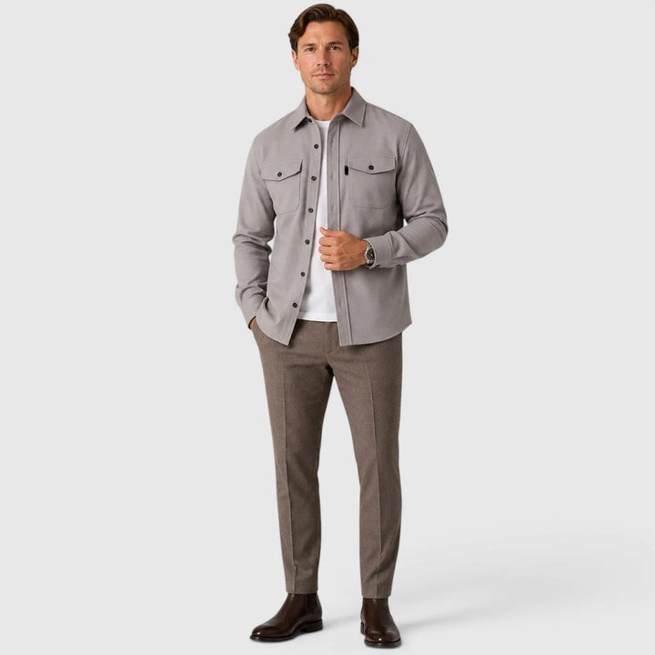 Overshirt slim fit met mandarin collar
