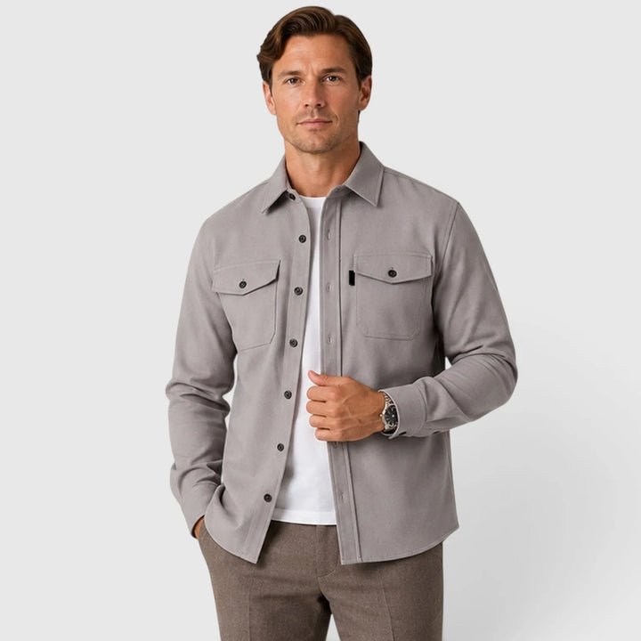 Overshirt slim fit met mandarin collar