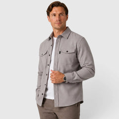 Overshirt slim fit met mandarin collar