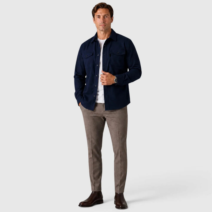 Overshirt slim fit met mandarin collar