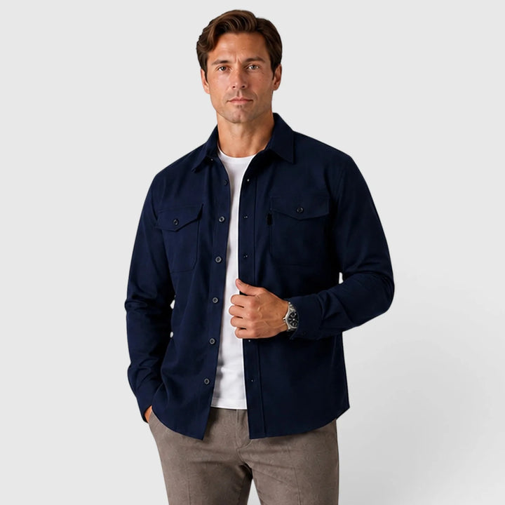 Overshirt slim fit met mandarin collar