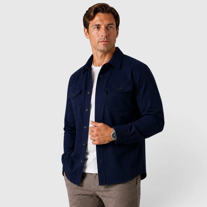 Overshirt slim fit met mandarin collar
