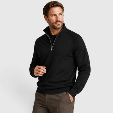 Zip-up fleece sweater met stand collar