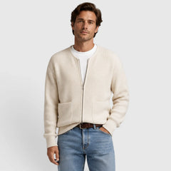 Cardigan met rits en ronde hals