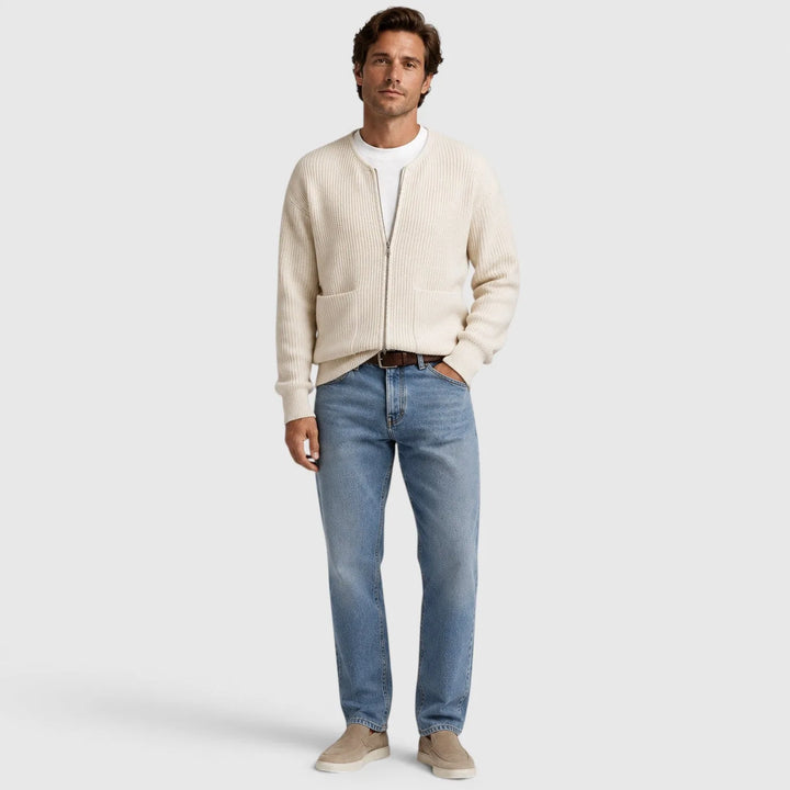 Cardigan met rits en ronde hals
