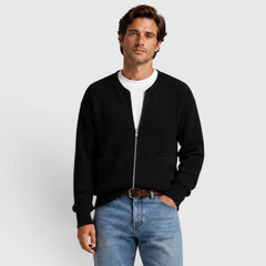 Cardigan met rits en ronde hals
