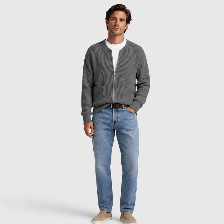 Cardigan met rits en ronde hals