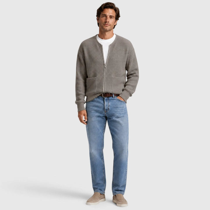 Cardigan met rits en ronde hals