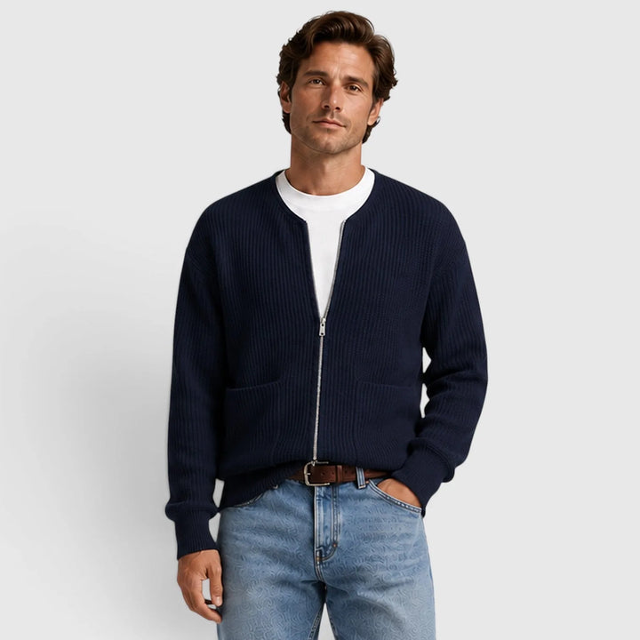 Cardigan met rits en ronde hals