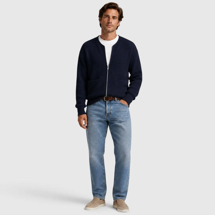 Cardigan met rits en ronde hals