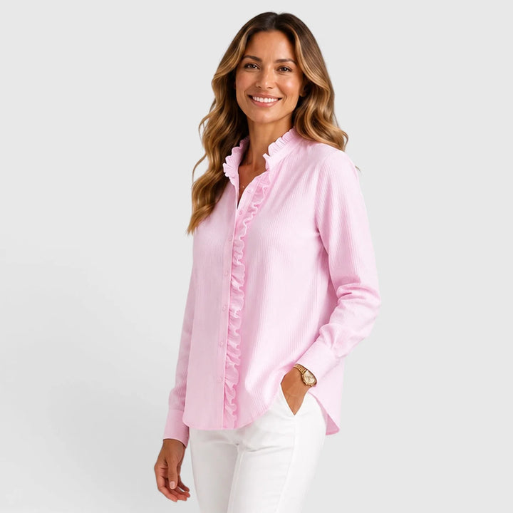 Blouse met ruffles en knopen