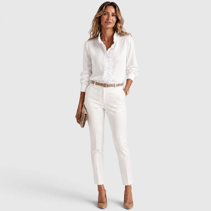 Blouse met ruffles en knopen