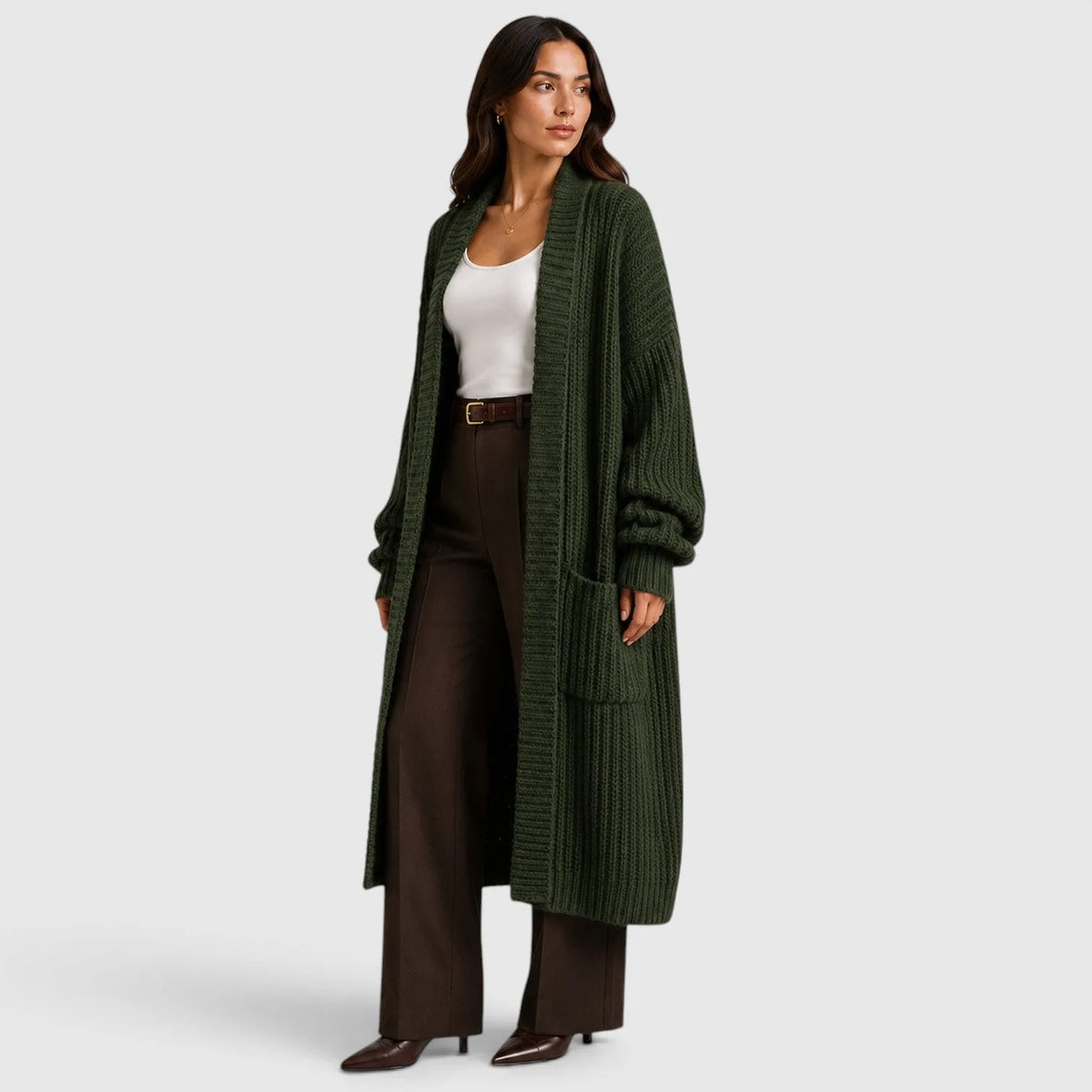 Oversized gebreide jas met zakken
