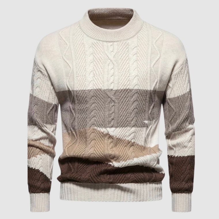 Nadim | Luxe en stijlvolle herentrui met print in de kleur Beige voor heren in stijl ideaal voor de herfst.