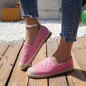 Nardi | Geribbelde leren top & zwart-roze espadrilles in de kleur Roze voor dames in Beach stijl ideaal voor de zomer.