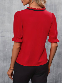 Nathaly | Casual Damesblouse in de kleur Rood voor dames in stijl geschikt voor alle seizoenen.