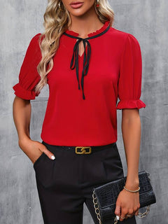 Nathaly | Casual Damesblouse in de kleur Rood voor dames in stijl geschikt voor alle seizoenen.