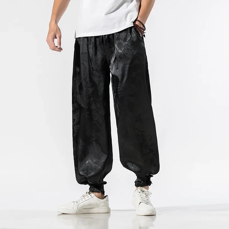 Nathaniel | Traditionele Kung Fu Draak Broek. in de kleur Zwart voor heren in stijl geschikt voor alle seizoenen.