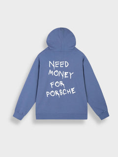 Need Money for Porsche Hoodie in de kleur Blauw voor dames in Lounge stijl ideaal voor de herfst.