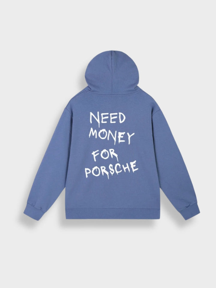 Need Money for Porsche Hoodie in de kleur Blauw voor dames in Lounge stijl ideaal voor de herfst.